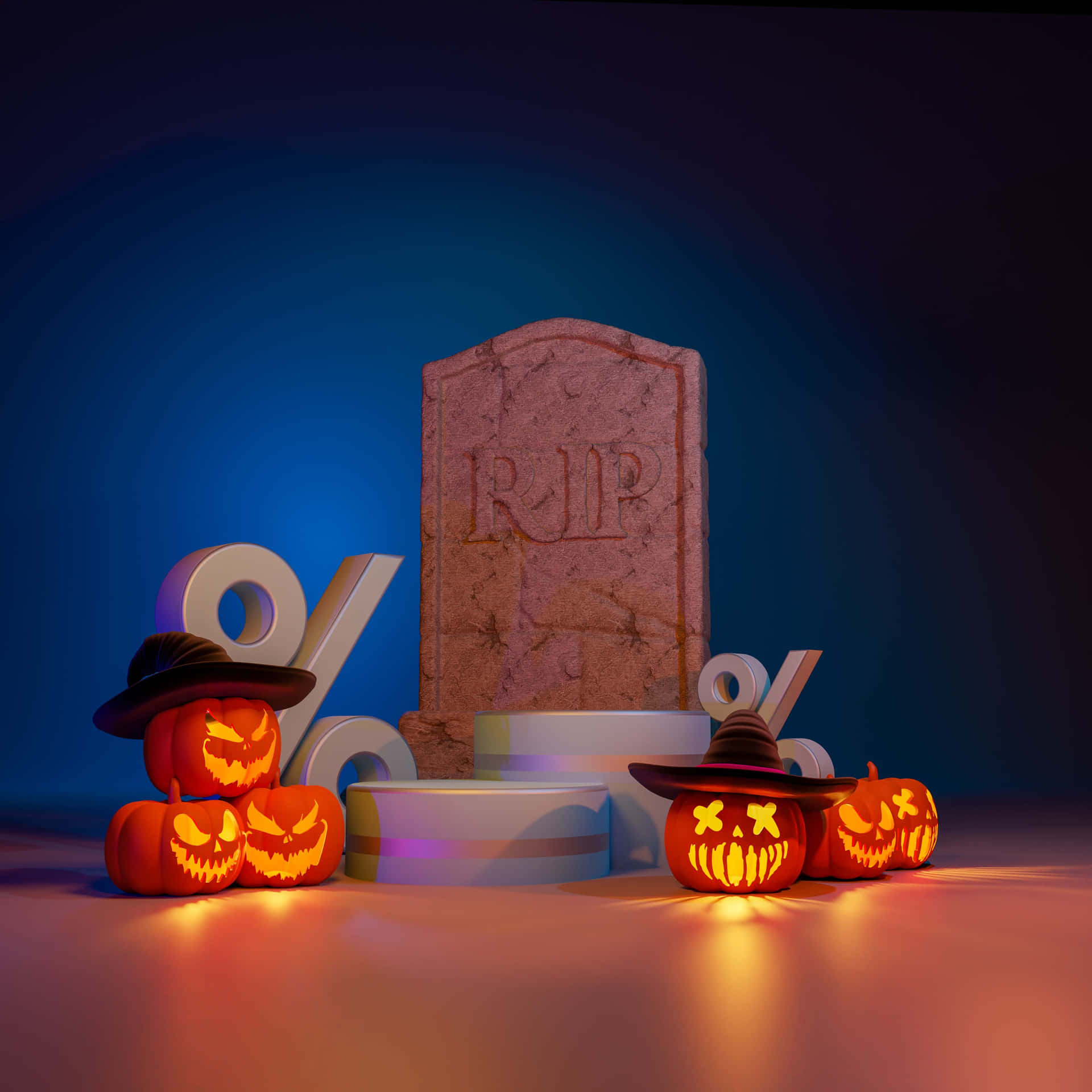 Små Jack-O-Lanterns High Resolution Halloween Baggrundtapet