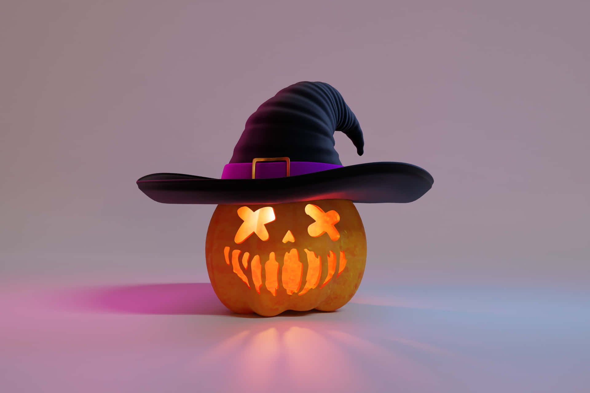 Fondode Pantalla De Halloween Con Sombrero De Bruja En Una Calabaza Tallada De Alta Resolución.