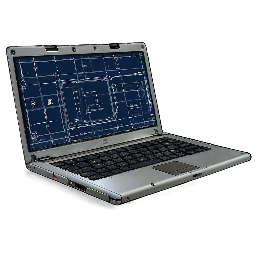 High-resolution Laptop Blueprint Png 05032024 PNG