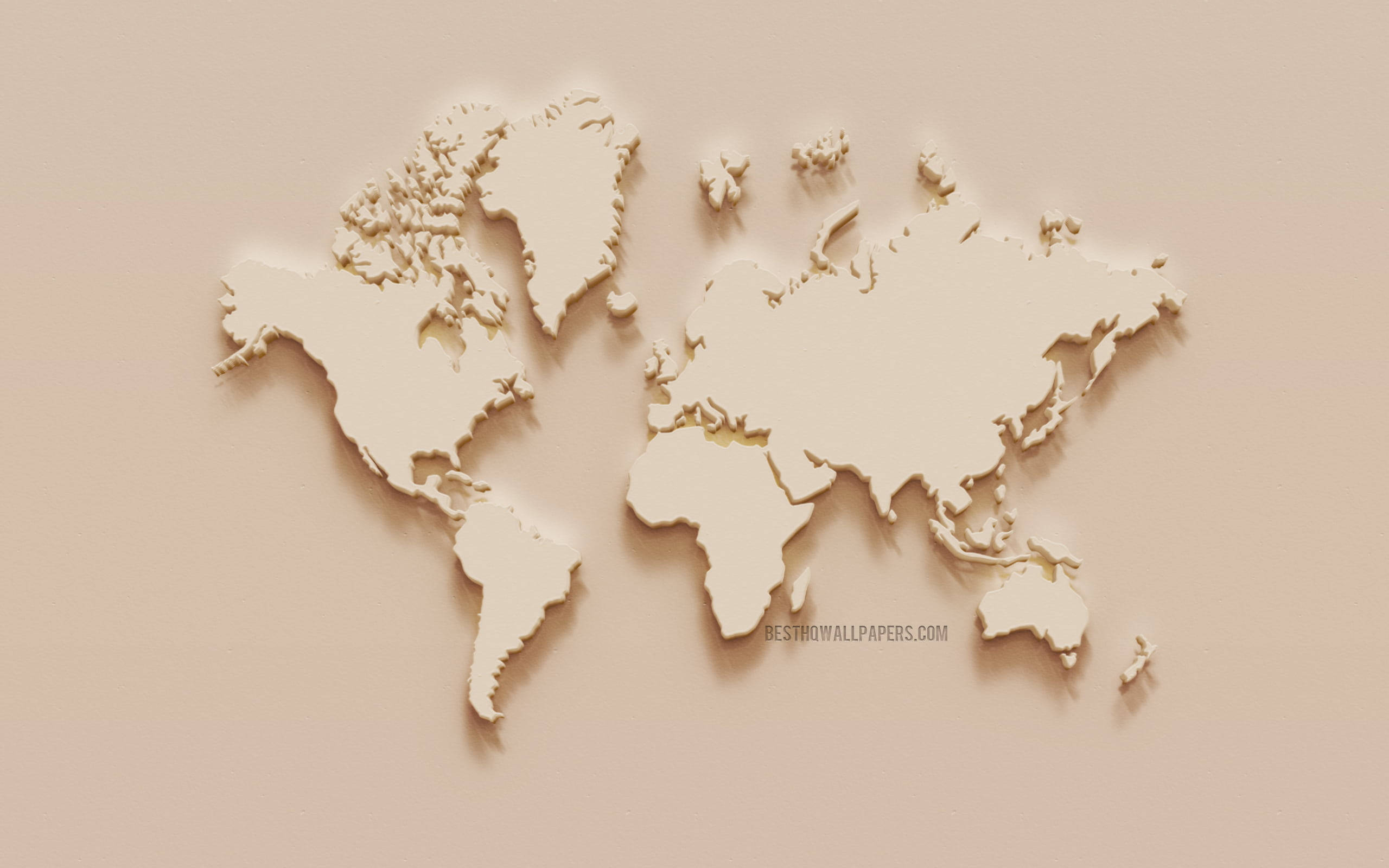 High Resolution Light Tan World Map Wallpaper