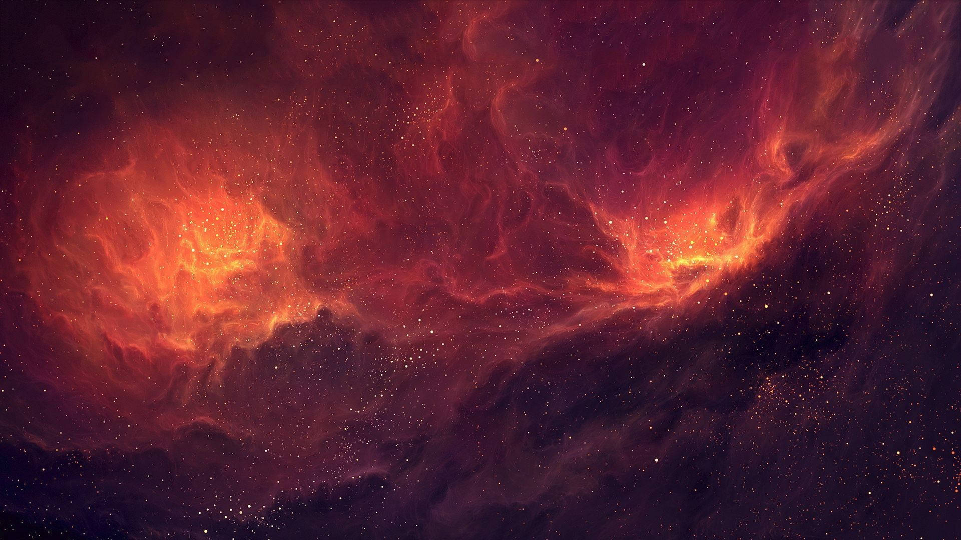 High Resolution Star And Orange Clouds Wallpaper