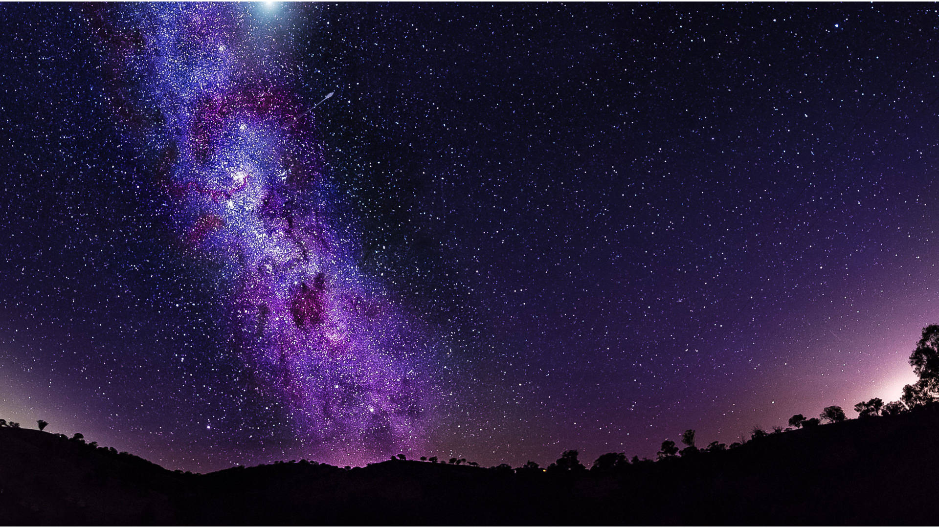 Høj opløsning stjernehimmel landskab Wallpaper