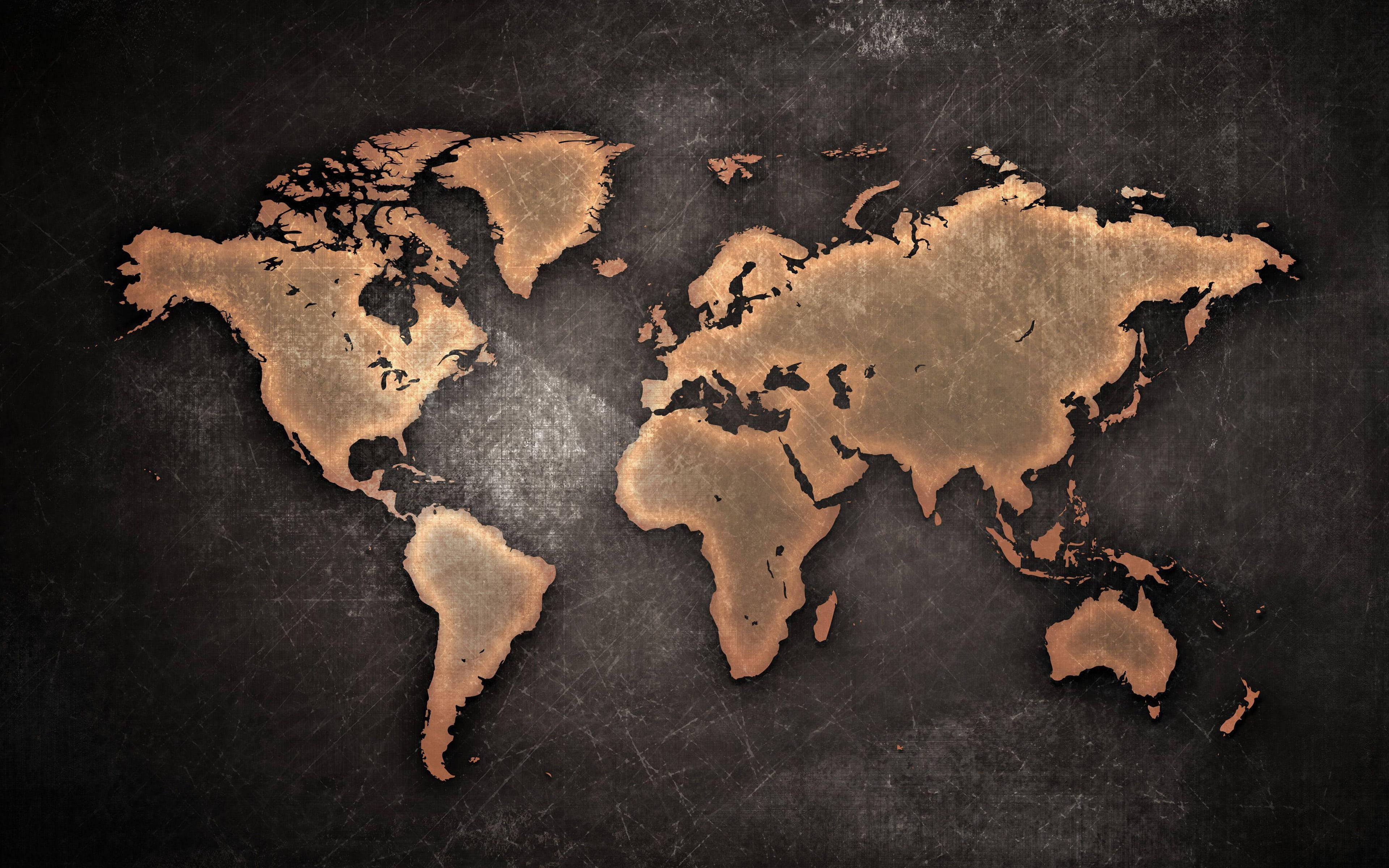 High Resolution Stone World Map Wallpaper