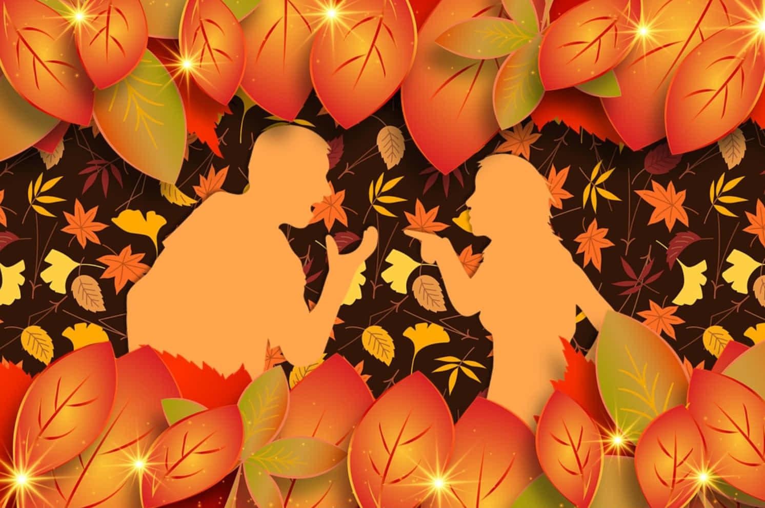 High Resolution Thanksgiving Orange Shadow Couple Arguing Background