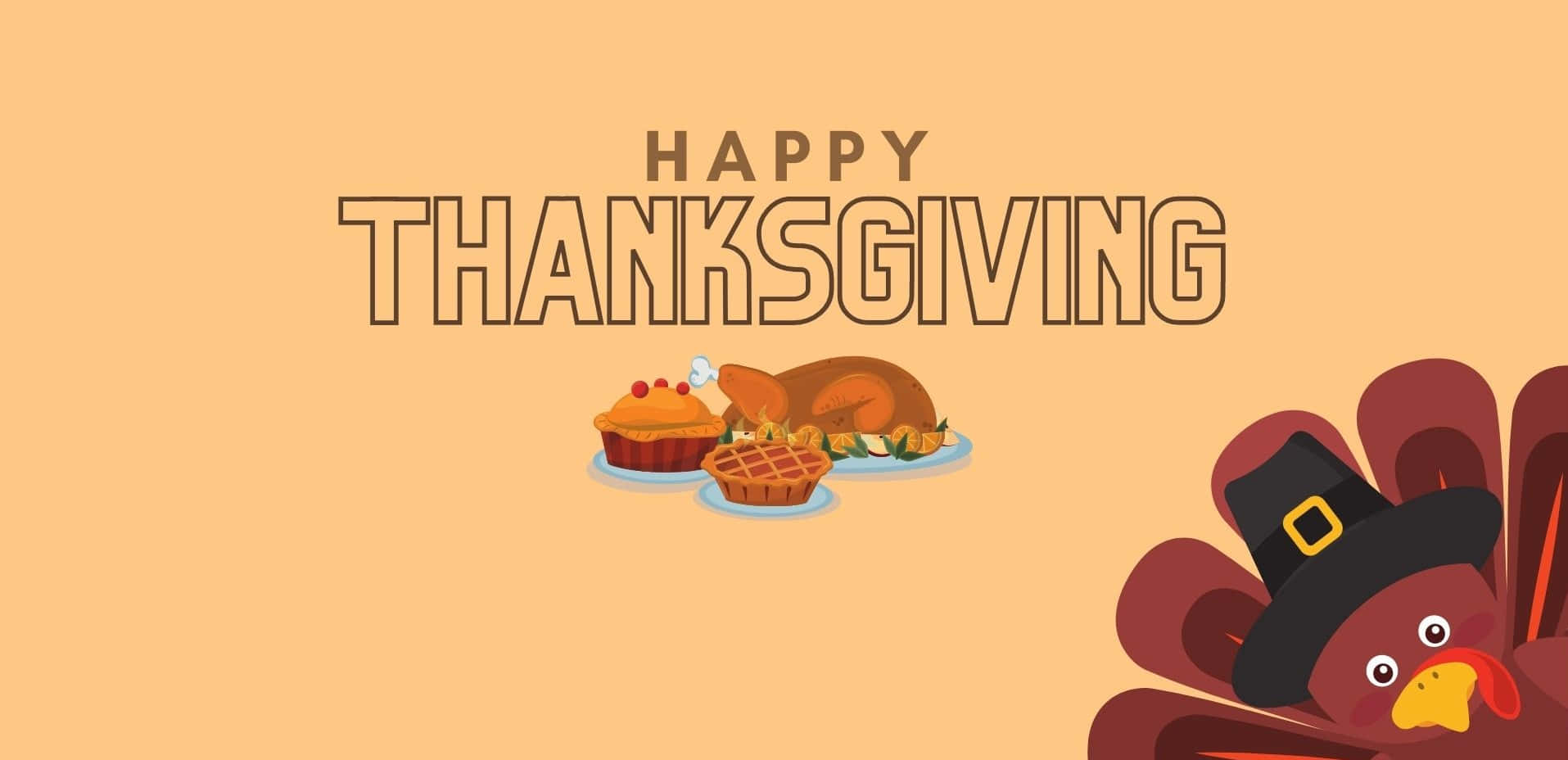High Resolution Thanksgiving Cartoon Feast And Turkey Background