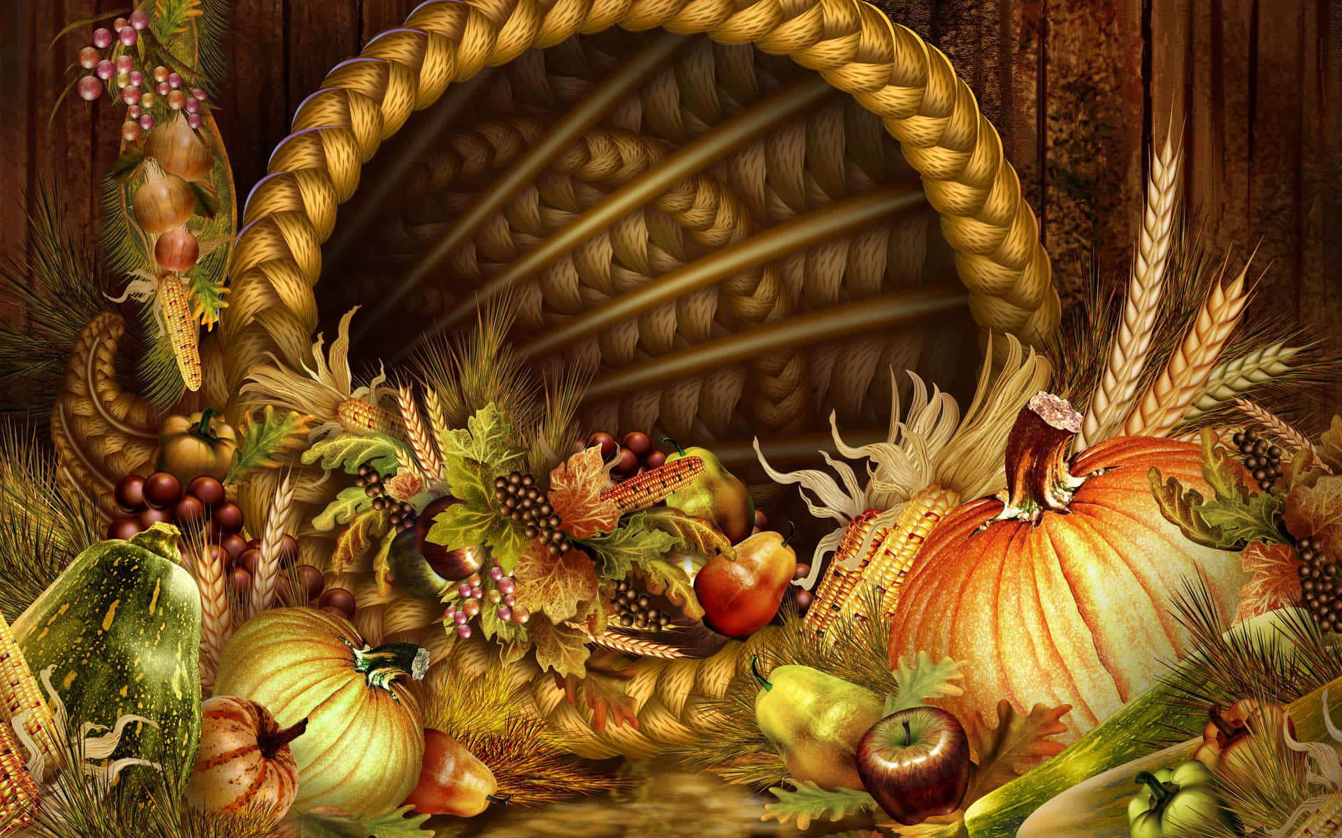 High Resolution Thanksgiving Fanart Painting Of Vegetables Background