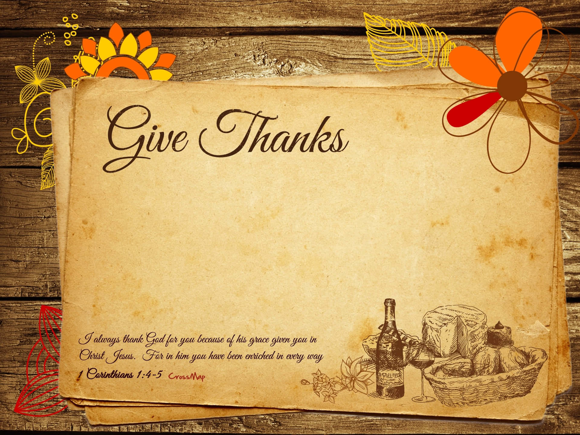 High Resolution Thanksgiving 1 Corinthians Quote Background