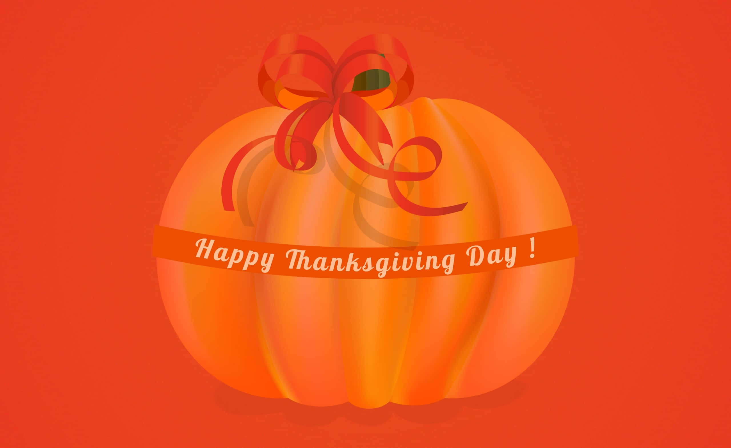 High Resolution Thanksgiving Ribbon On A Pumpkin Background