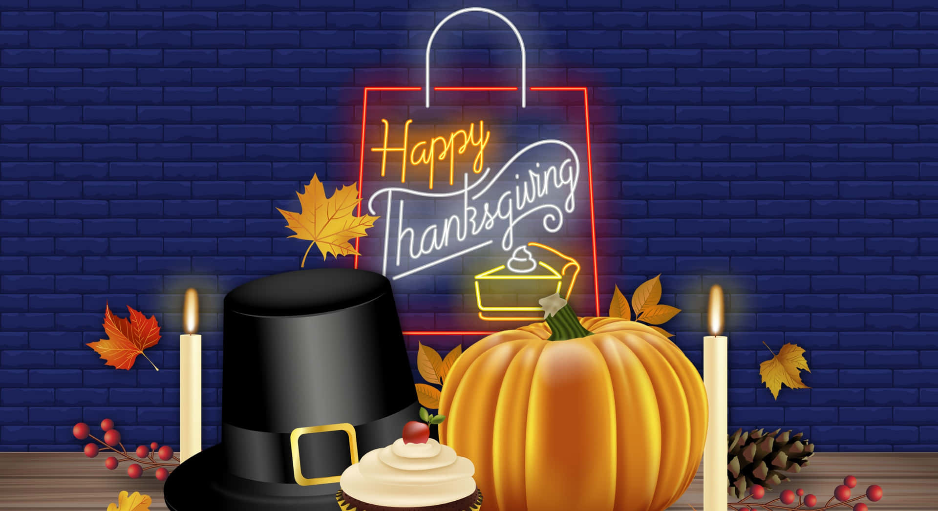 High Resolution Thanksgiving Top Hat Pumpkin Background