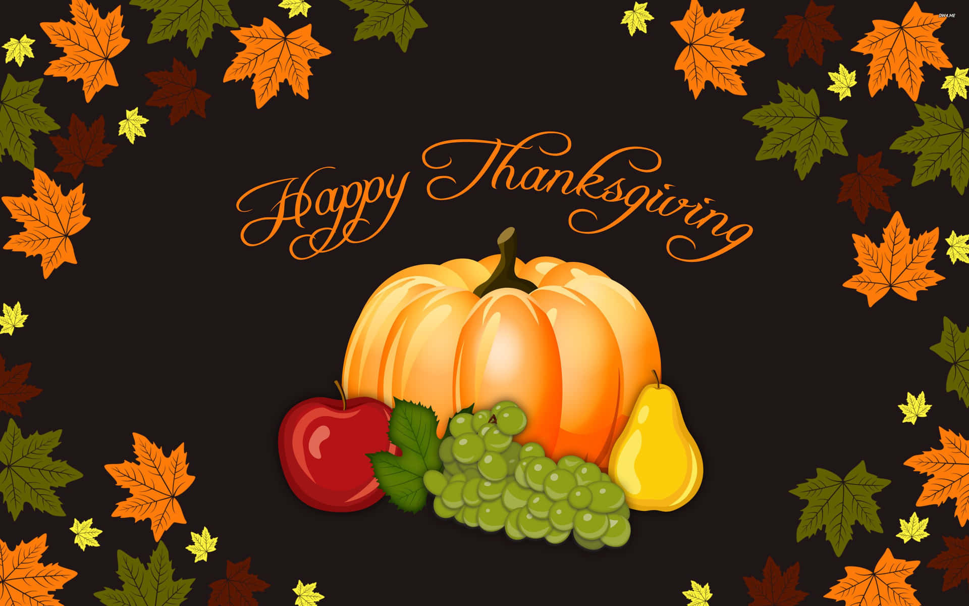 High Resolution Thanksgiving Green Brown Orange Maple Leaves Background