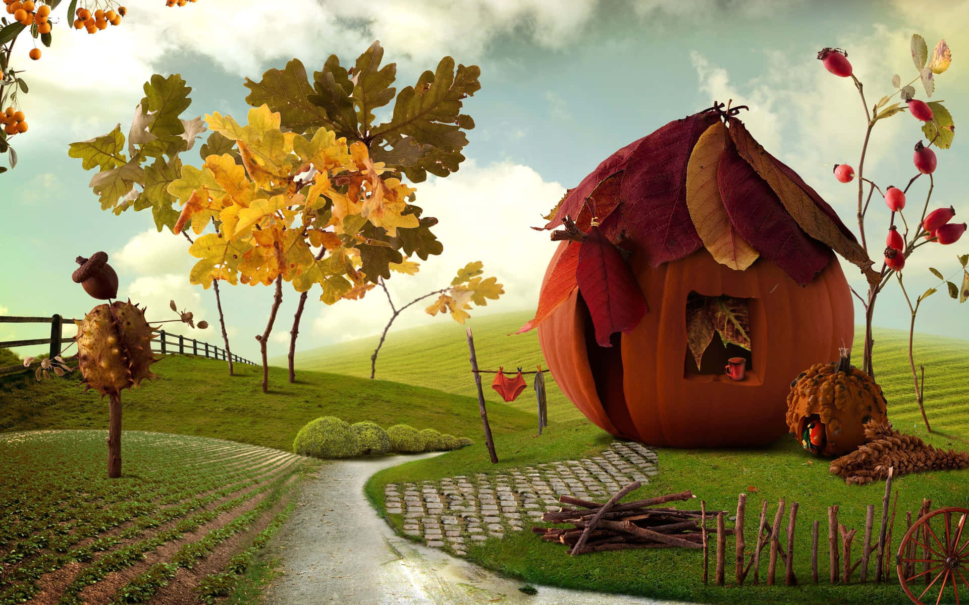 High Resolution Thanksgiving Miniature House Background