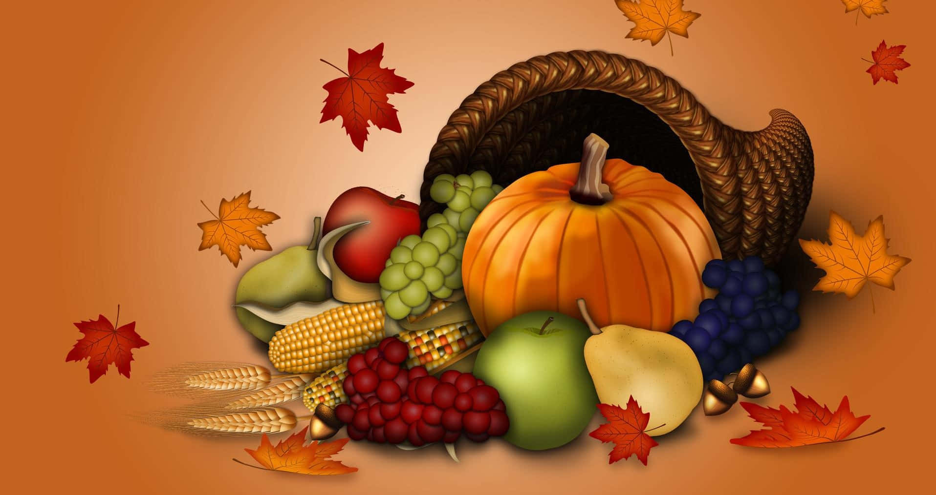 High Resolution Thanksgiving Basket Of Fruits And Vegetables Background