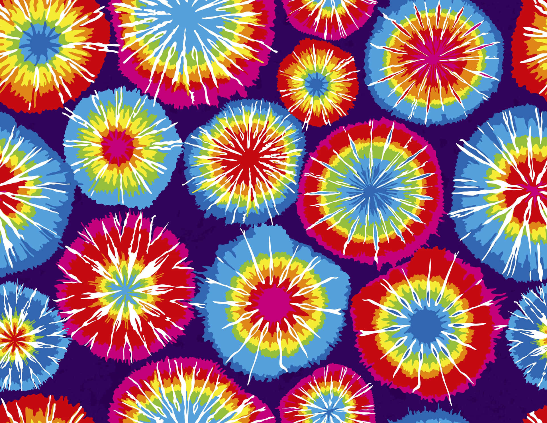 Bright and bold tie dye patterns.