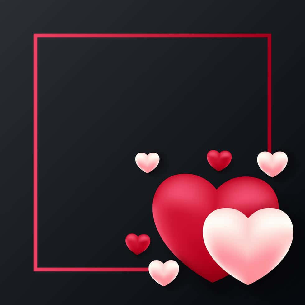 Valentine's Day Frame With Hearts On A Black Background