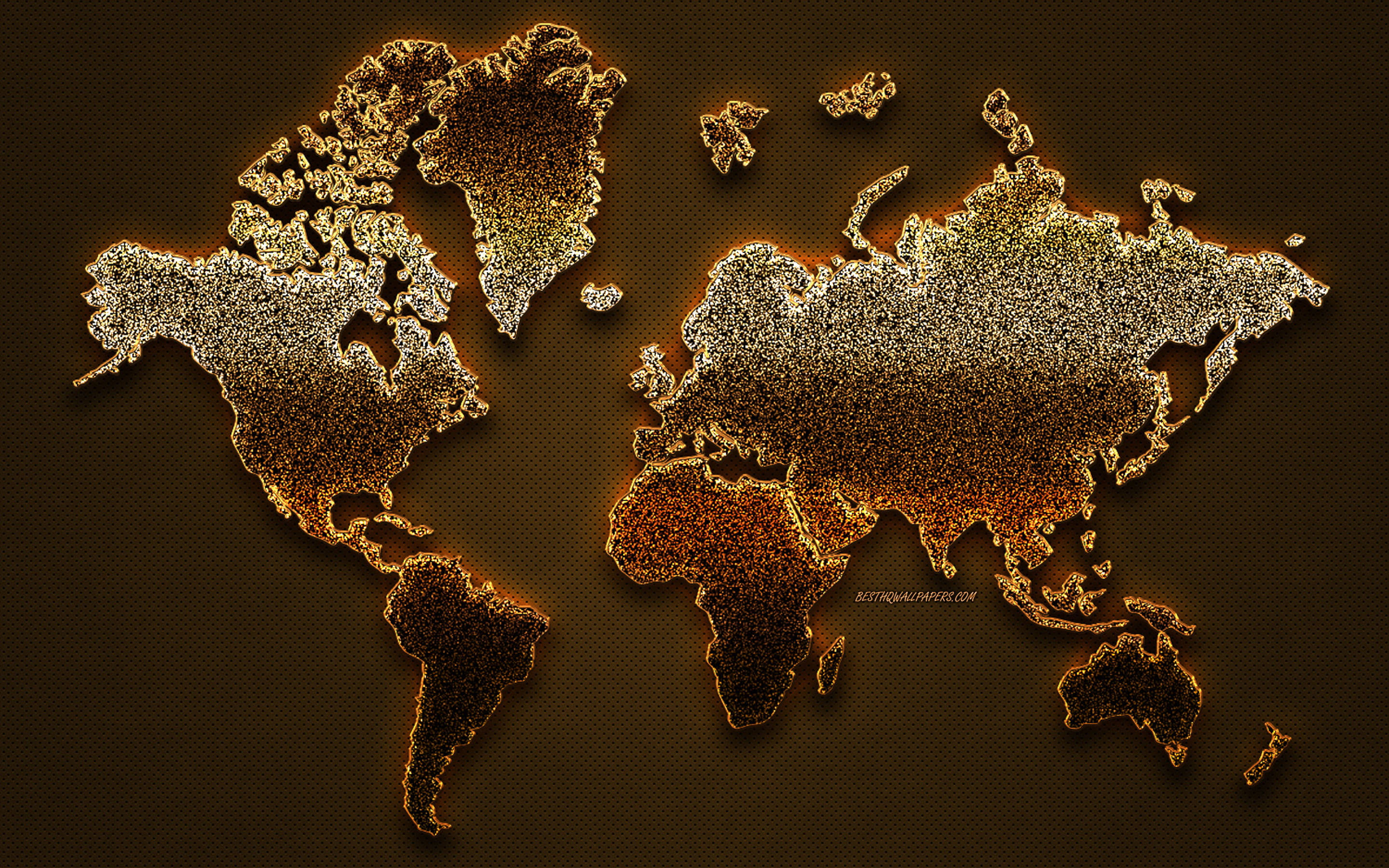 High Resolution Warm Toned World Map Wallpaper