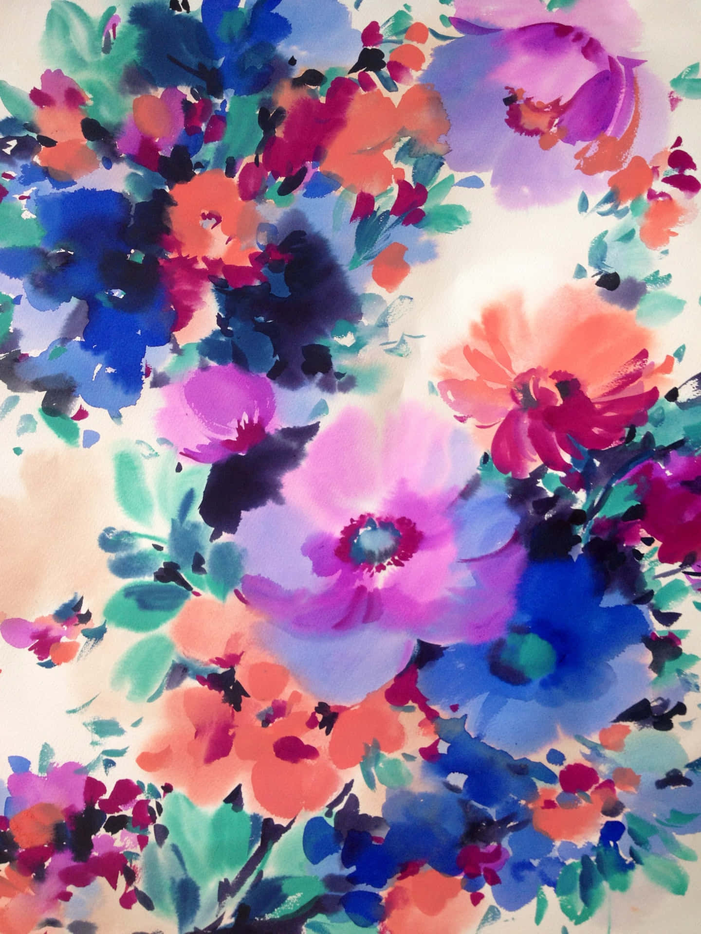 A colorful, hand-painted watercolor background