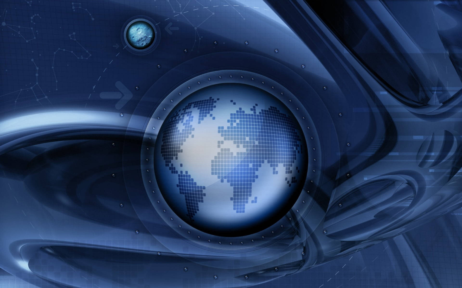 High Resolution World Map Abstract Blue Globe Wallpaper