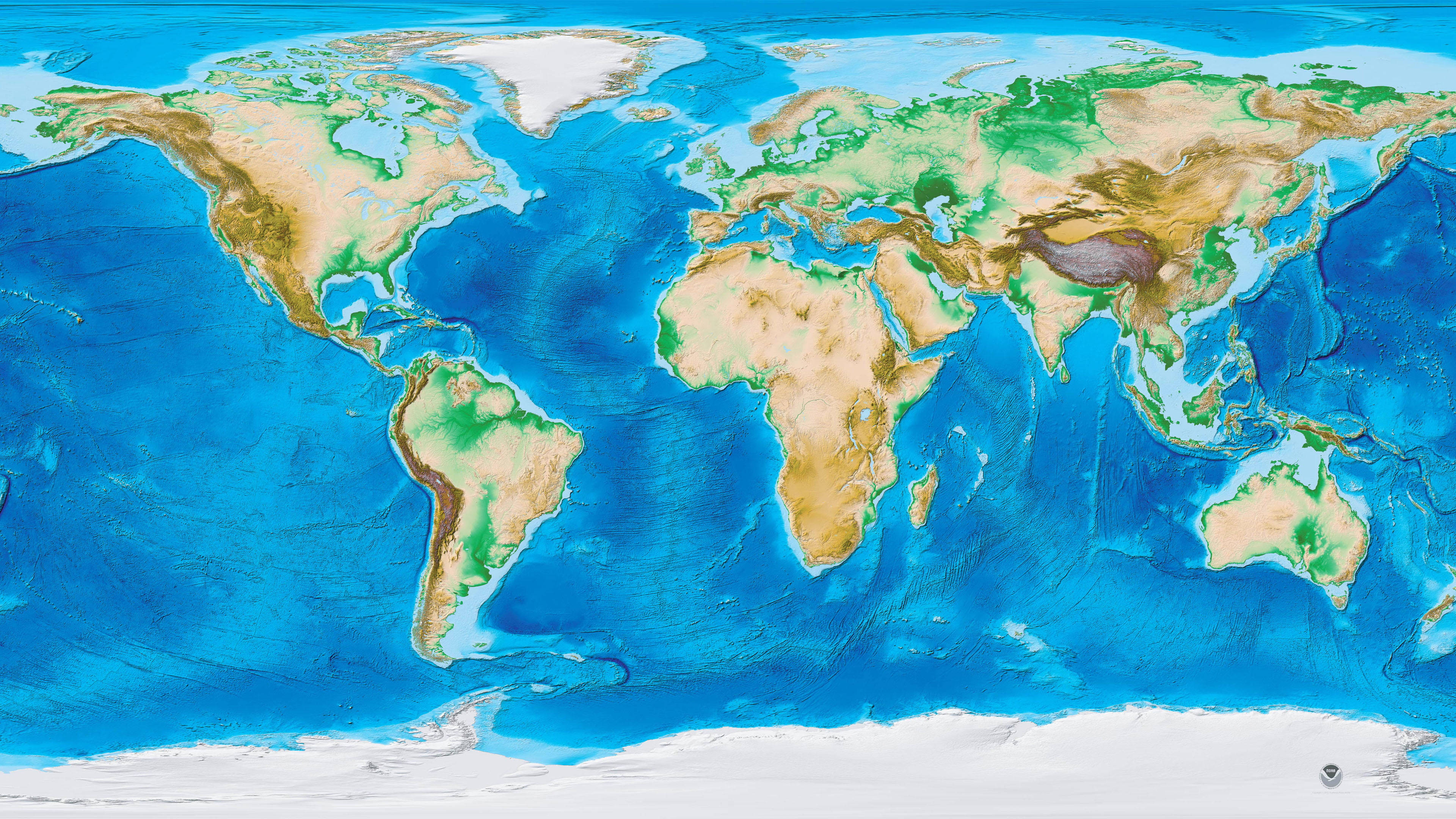 High Resolution World Map Land And Seas Wallpaper