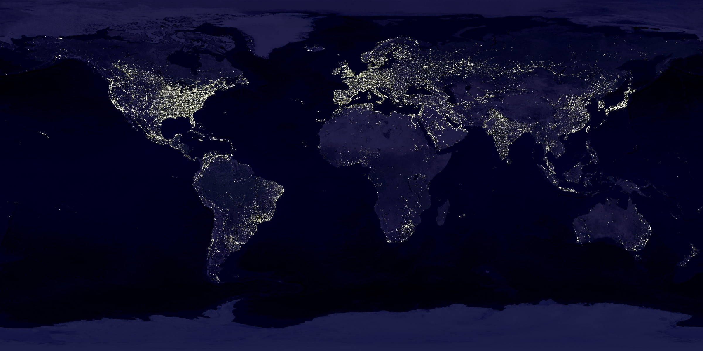 High Resolution World Map Night Satellite View Wallpaper