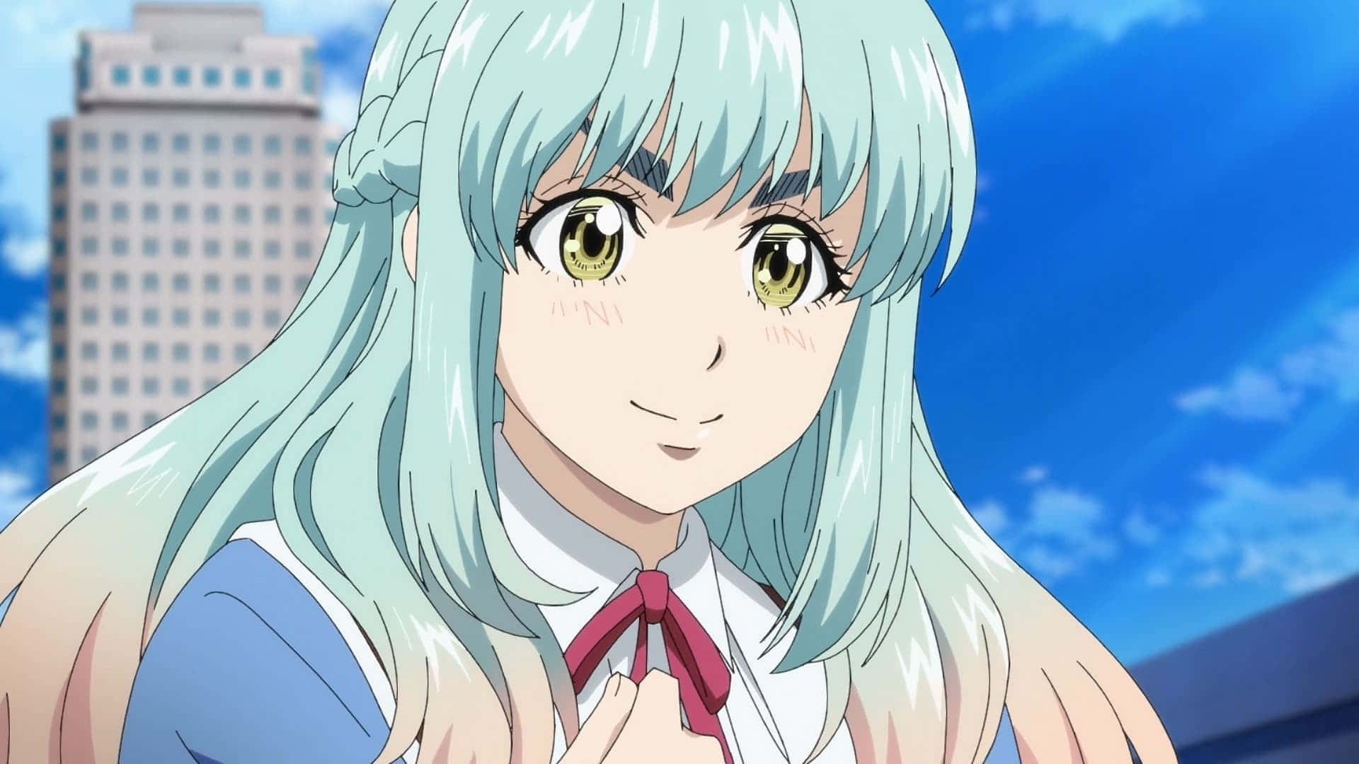 A Girl With Blue Hair And A Tie