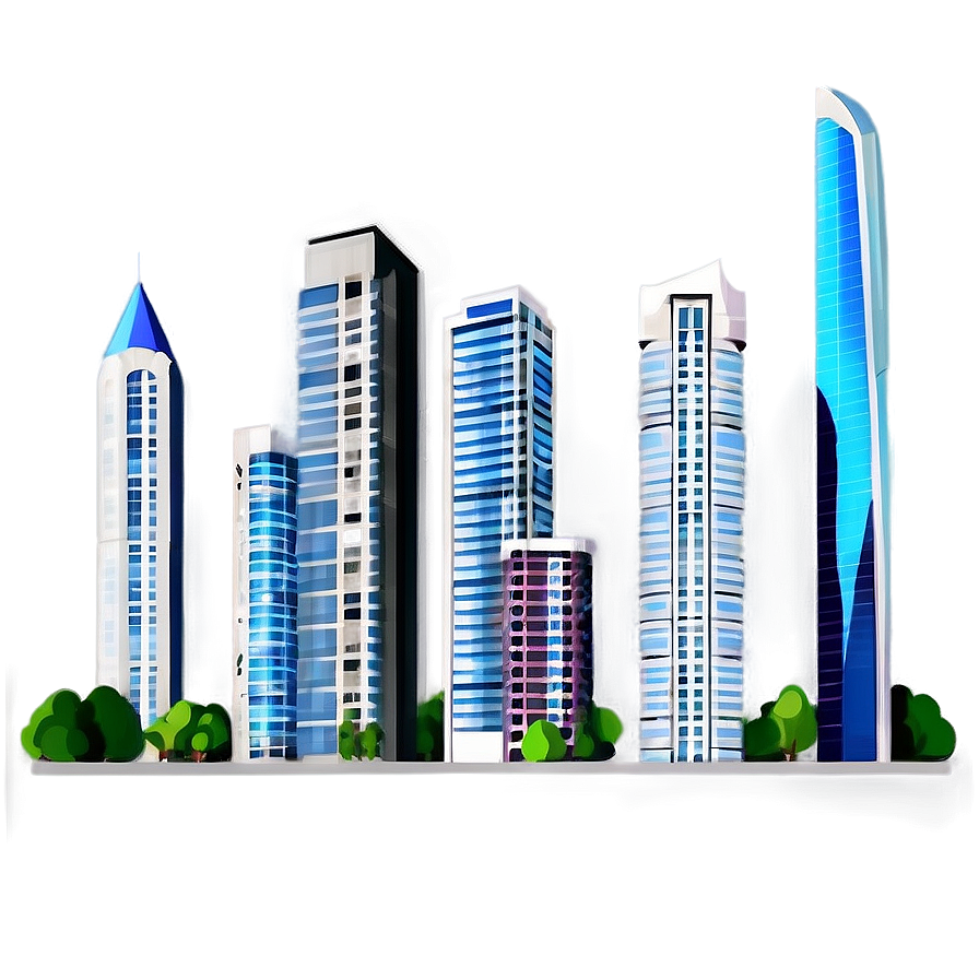 High-rise Towers Illustration Png Byn PNG