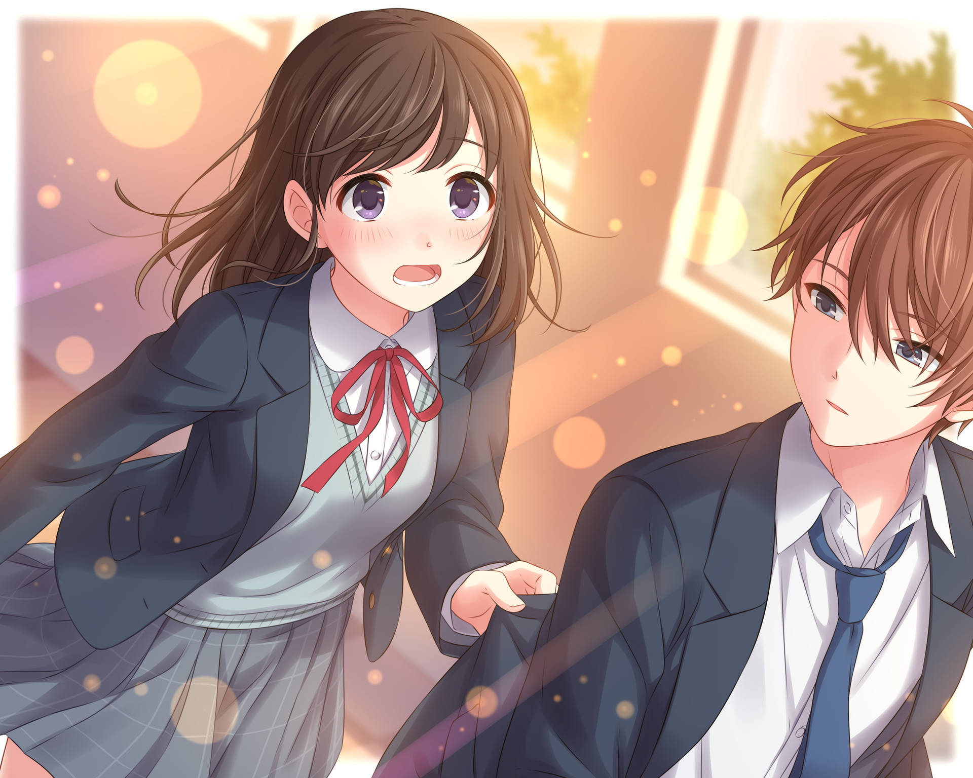 High School Aesthetic Anime Couple Wallpaper