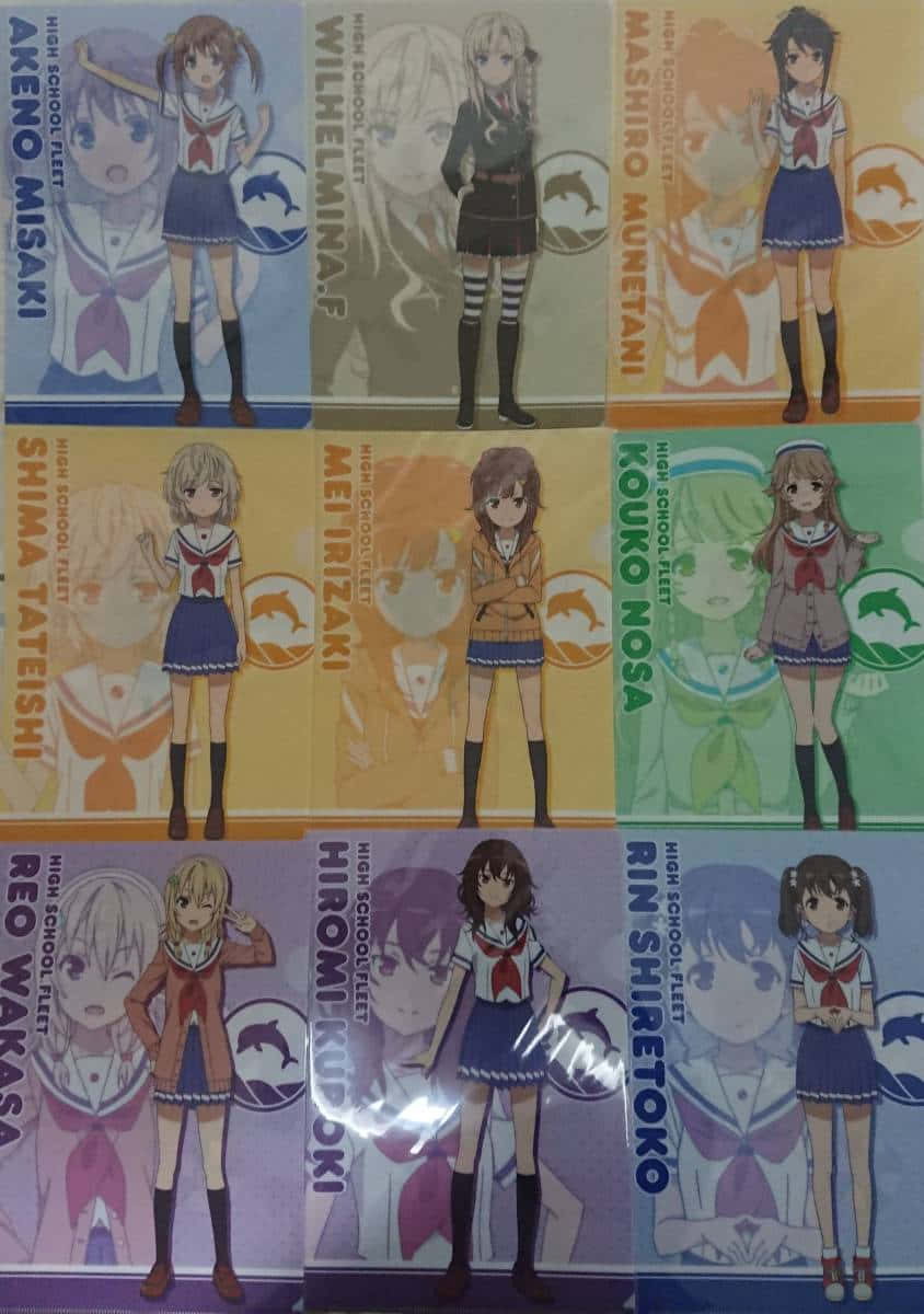 High School Fleet Character Cards Collection Wallpaper