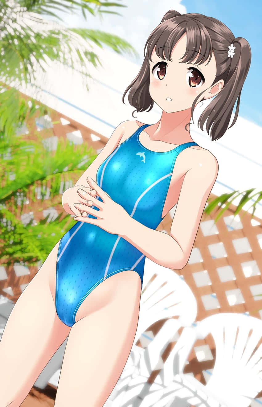 Rin Shiretoko Dari High School Fleet Dalam Baju Renang Wallpaper