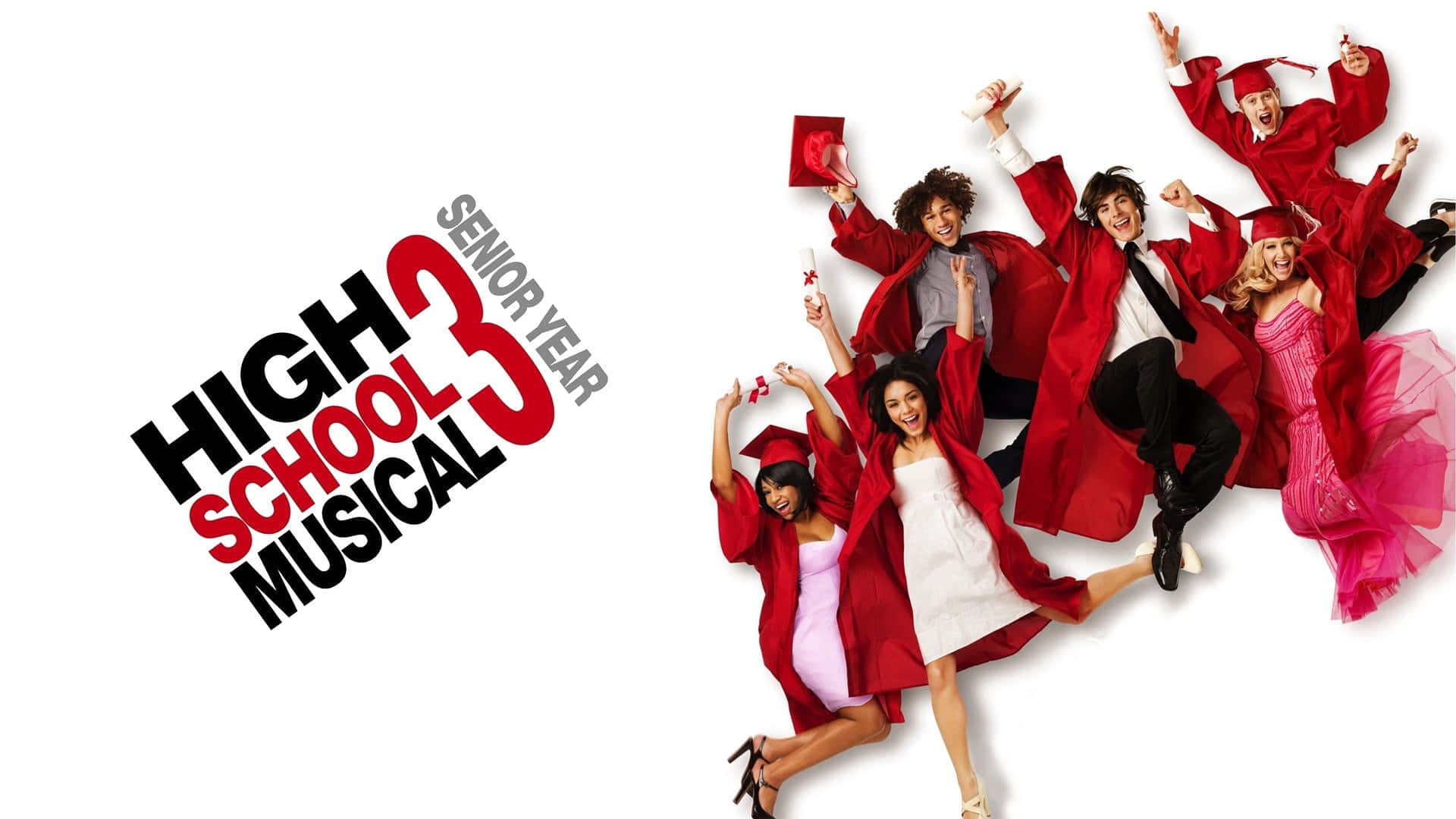 High School Musical cast posing together in a dynamic performance scene.