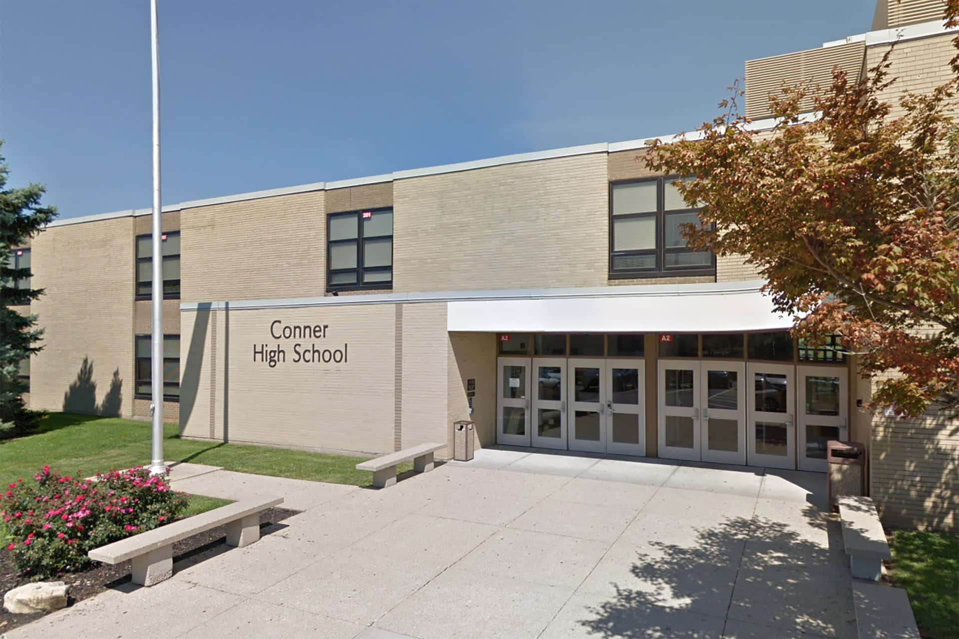 A Google Street View Of The Front Of A School