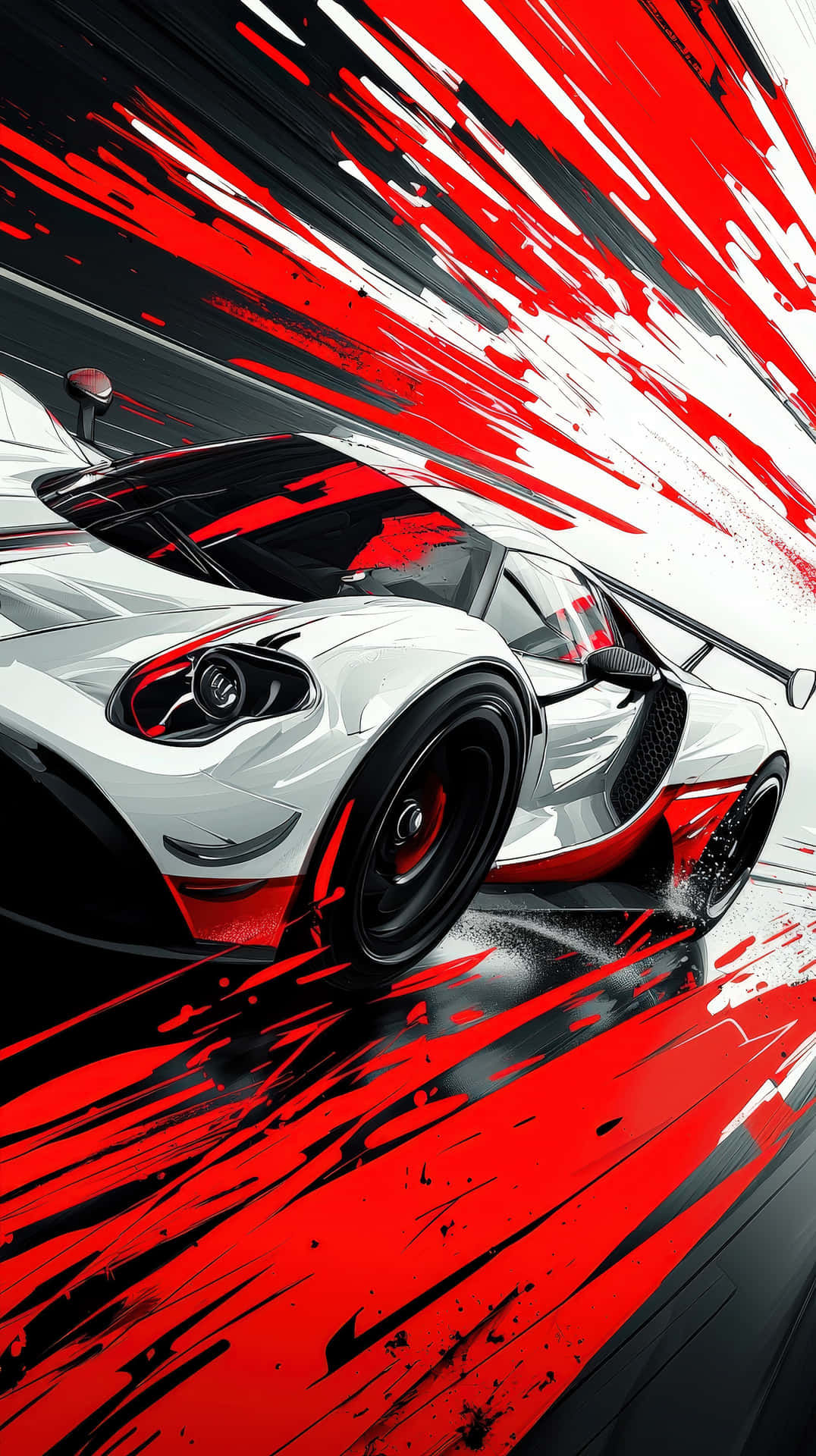 High-speed Futuristic Sports Car With Dynamic Red And Black Streaks Wallpaper