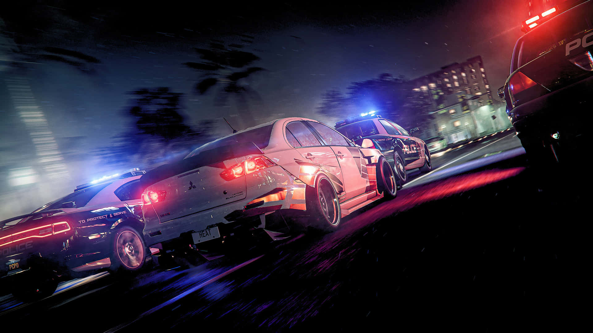 High Speed Police Chaseat Night Wallpaper