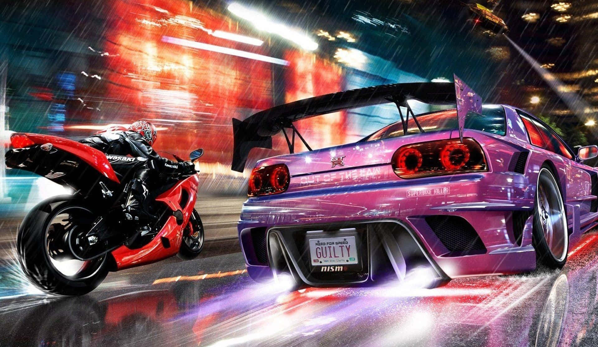 High Speed Race Night City Wallpaper