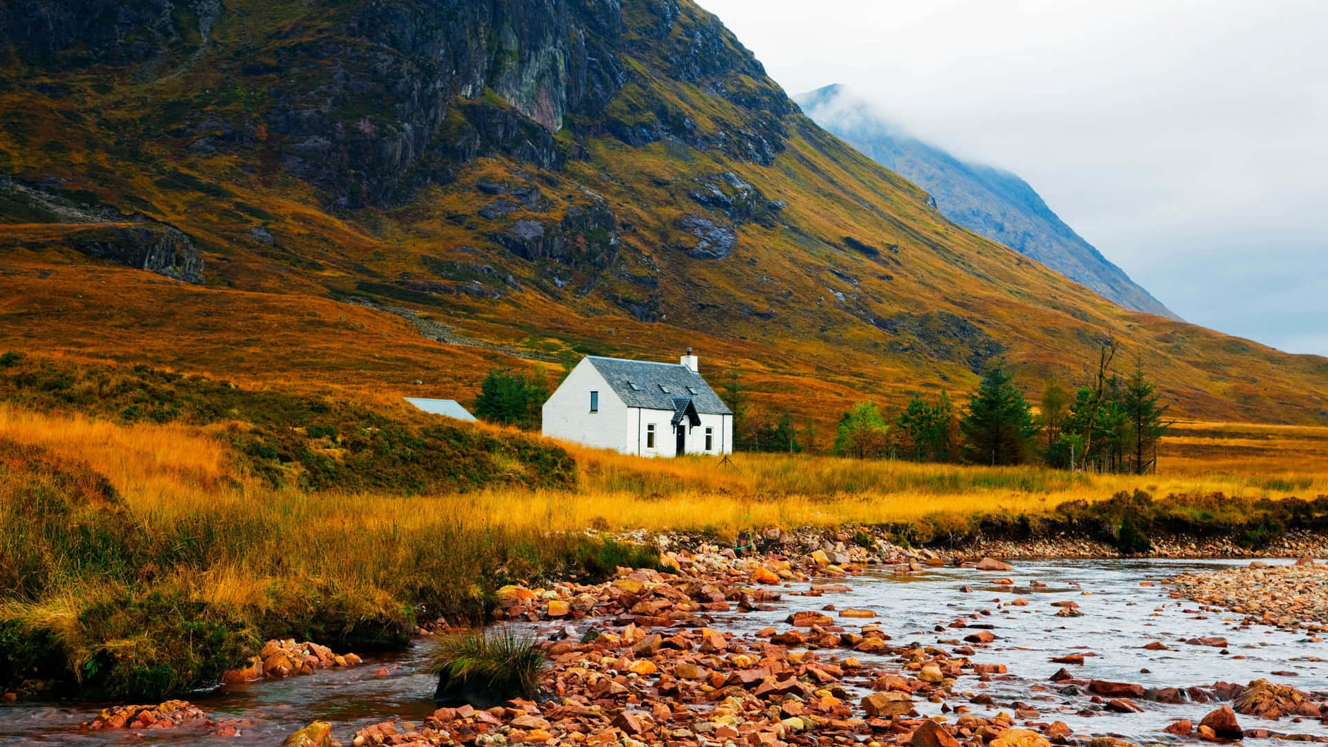 Highland_ Cottage_ Autumn_ Scenery Wallpaper