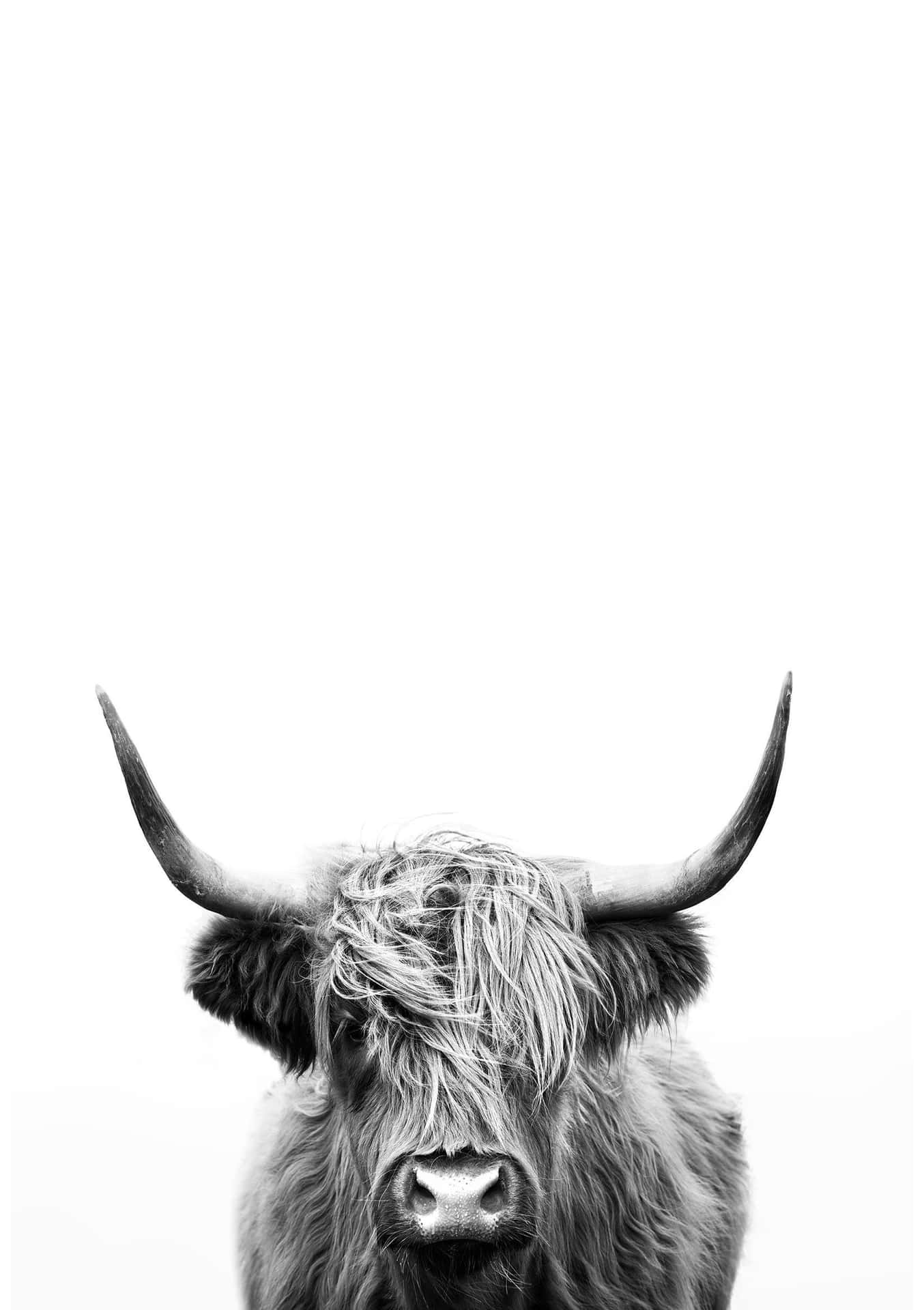 Highland Cow Portrait Monochrome.jpg Wallpaper