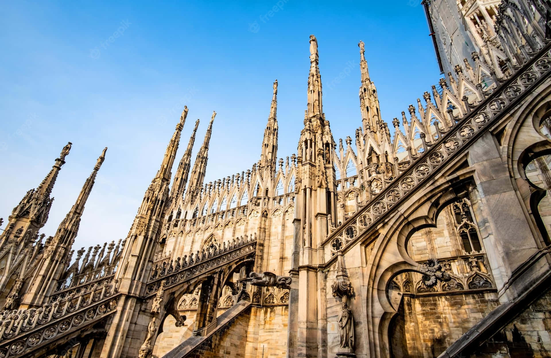 Highlighted Design Of Milan Cathedral Wallpaper