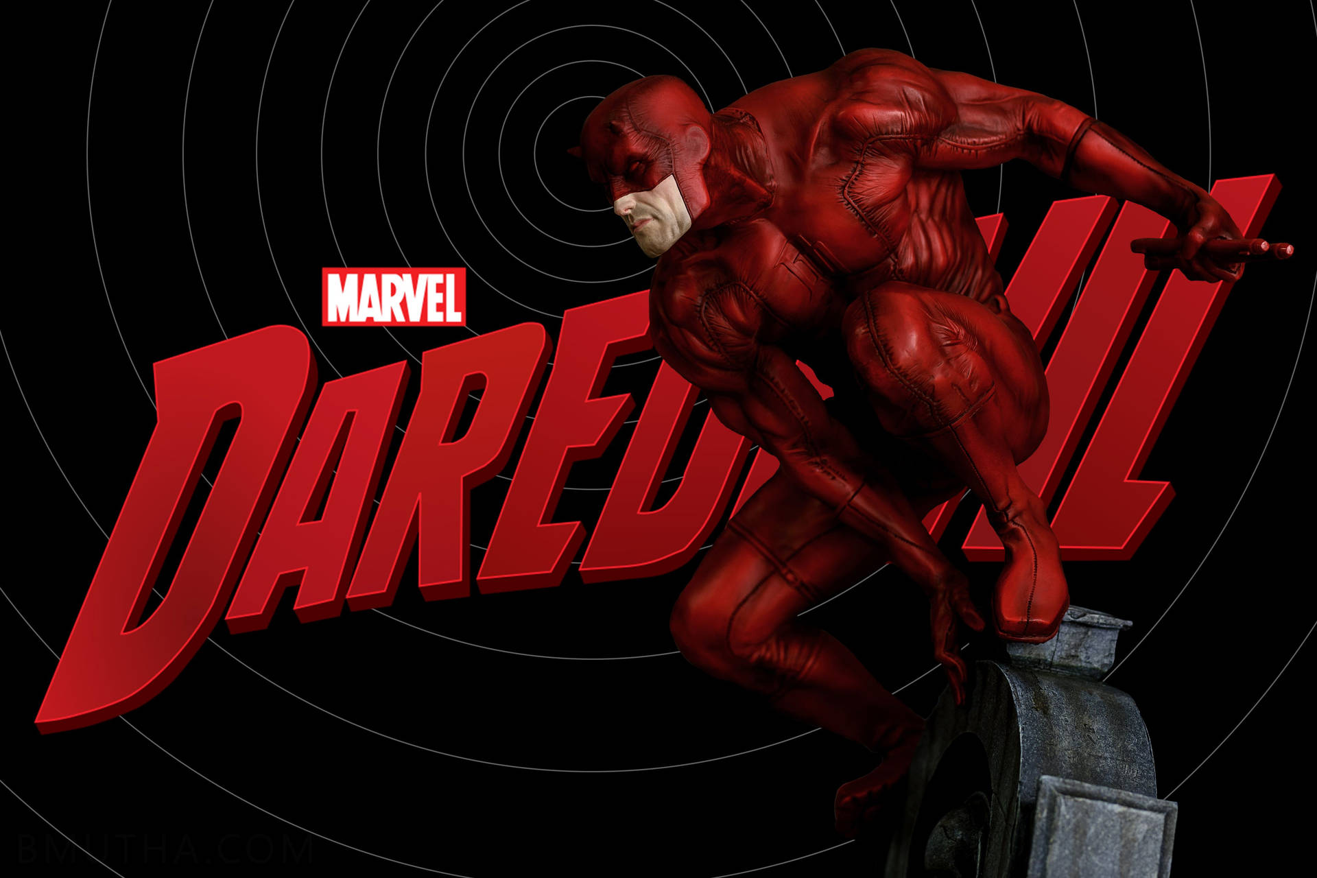 Highly Detailed Statue Of Daredevil Background