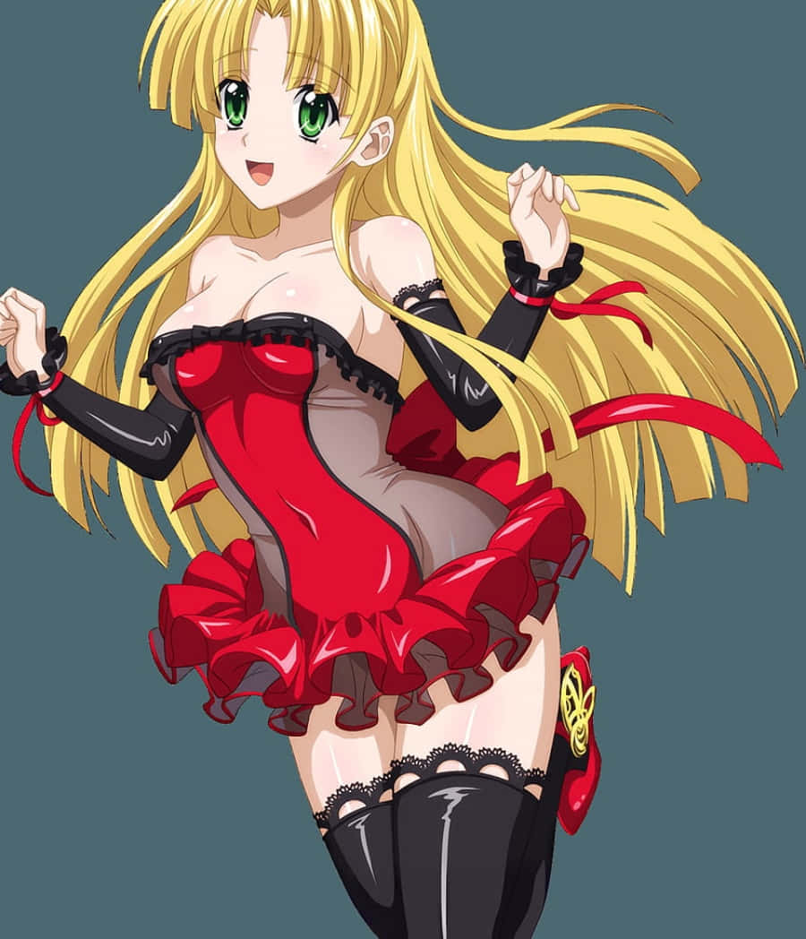 Highschool Dxd Asia Argento Punaisessa Mekossa Taustakuva