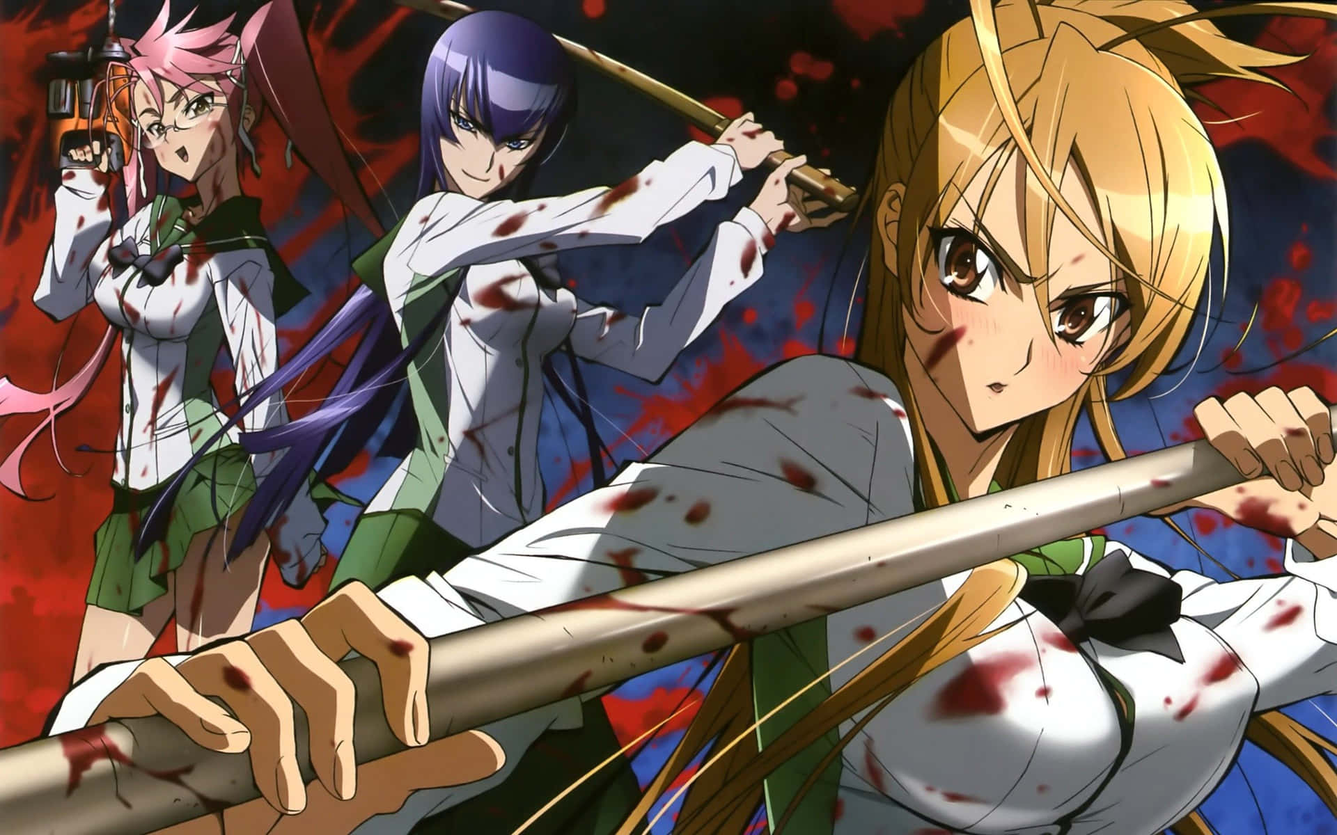 Fighting the Undead in Highschool of the Dead