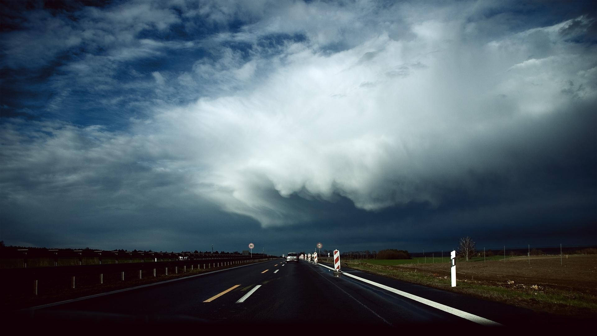 Highway And Bad Weather Wallpaper