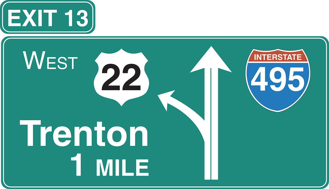 Highway Exit Sign Exit13 West22 Trenton Interstate495 PNG