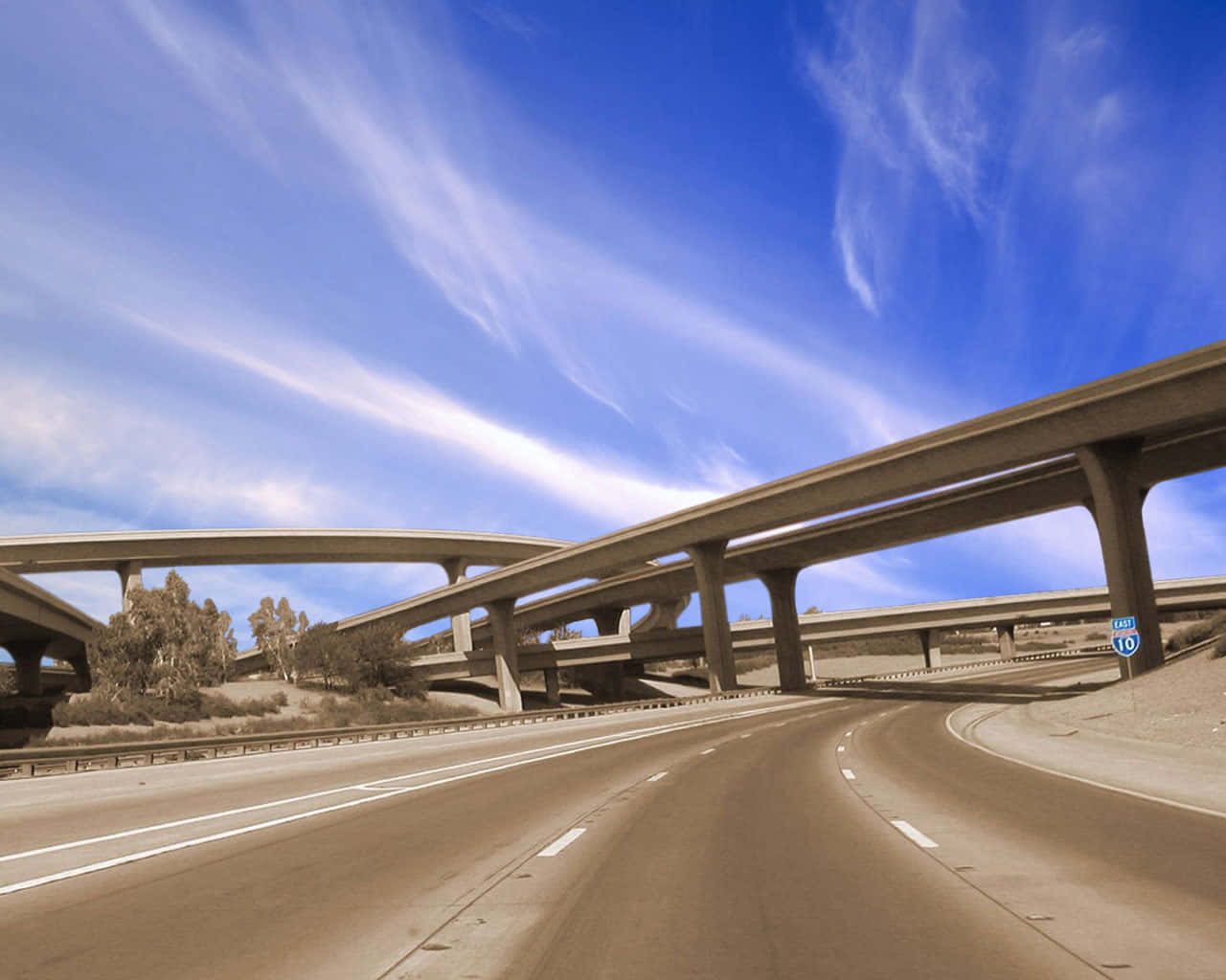 Streckeder Autobahn Mitten In Der Wüste