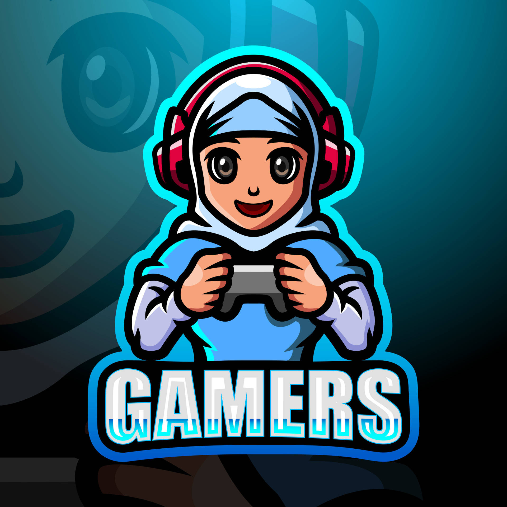 Download Hijab Girl Gamer Logo Wallpaper 