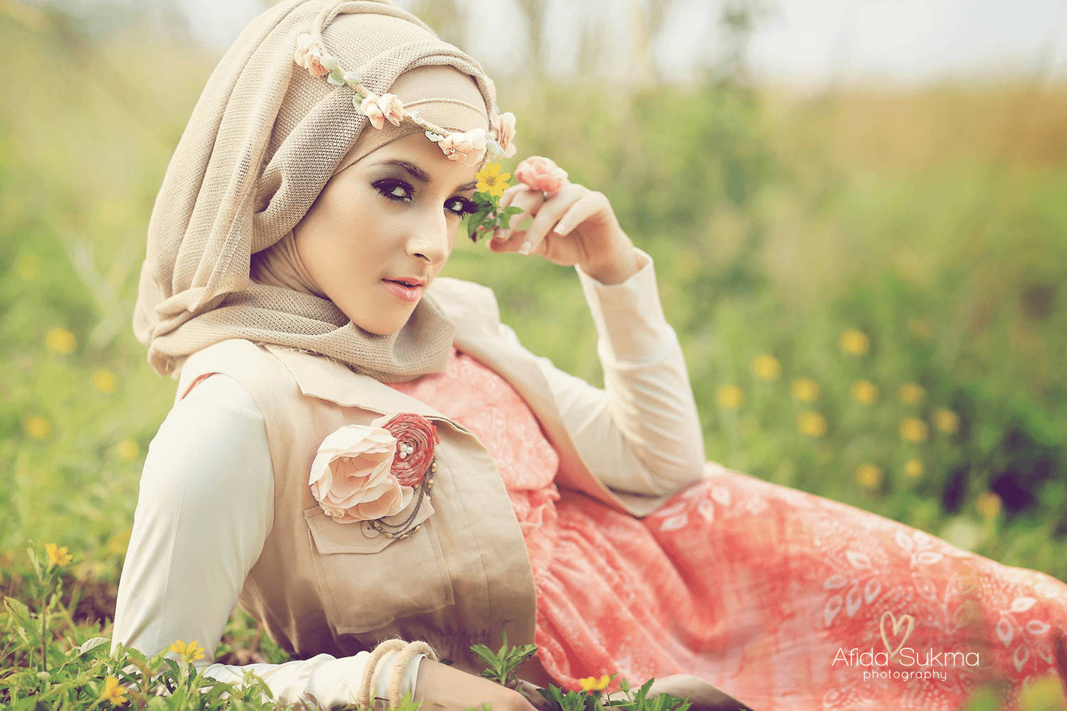 Hijab Girl With Flowers