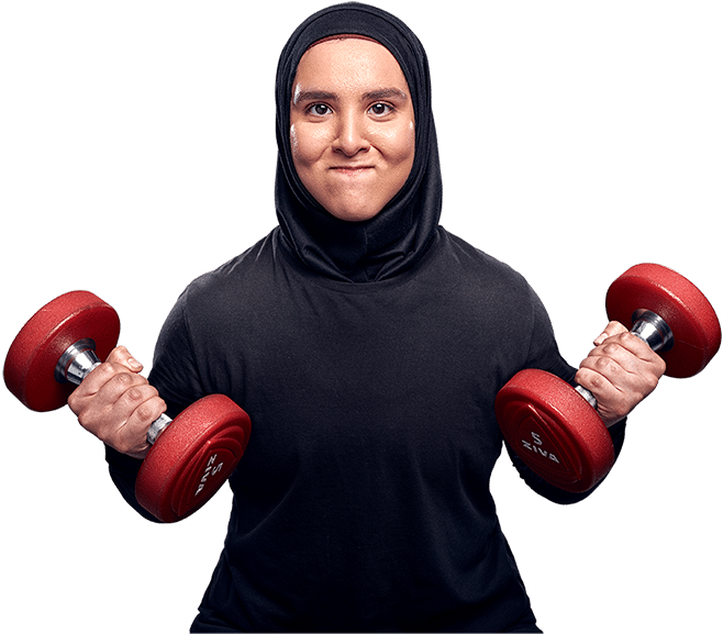 Hijabi Woman Weightlifting Fitness PNG