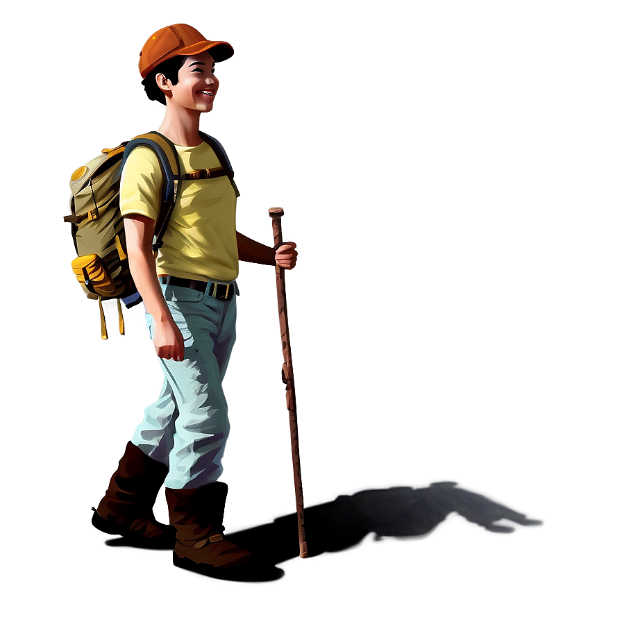Hiker With Walking Stick Png Ftu PNG