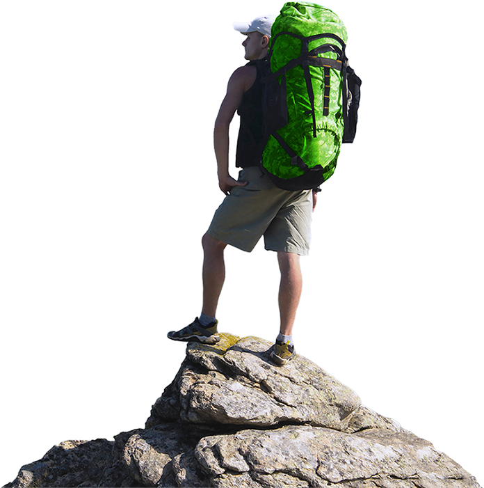 Download Hiker_ Summiting_ Mountain_ Peak.png | Wallpapers.com