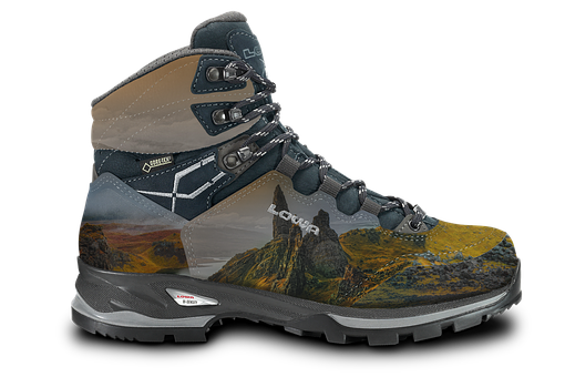 Hiking Bootwith Mountain Print PNG