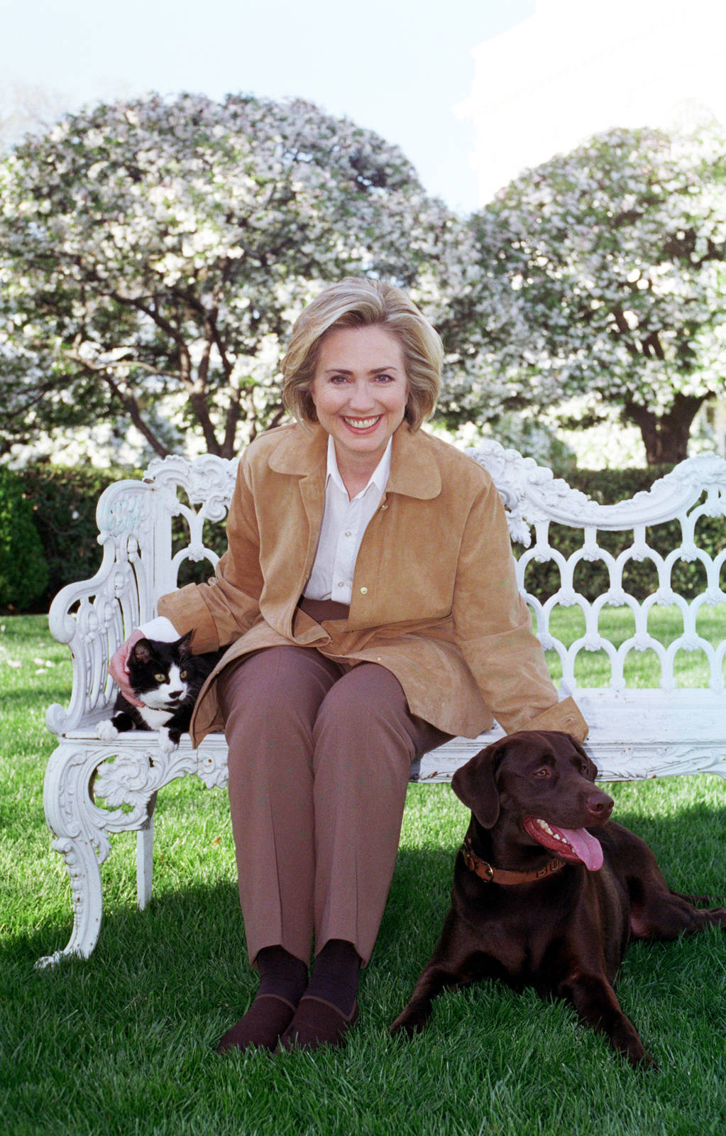 Hillary Clinton With Her Dog Wallpaper