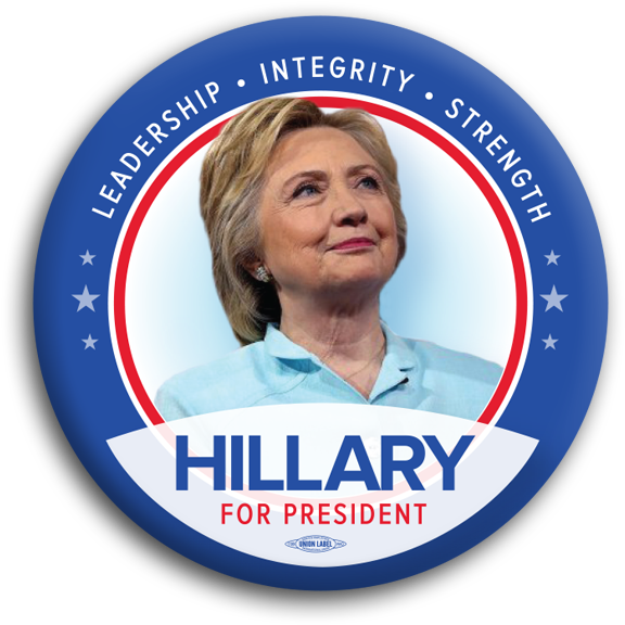 Hillary For President Campaign Button PNG